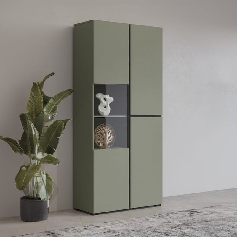 Vitrinskåp Kors 3 dörrar - Grön - Svart - Förvaring - Skåp - Vitrinskåp