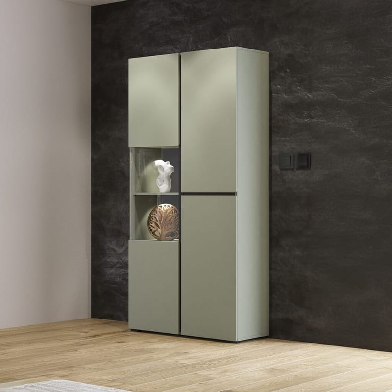 Vitrinskåp Kors 3 dörrar - Grön - Svart - Förvaring - Skåp - Vitrinskåp