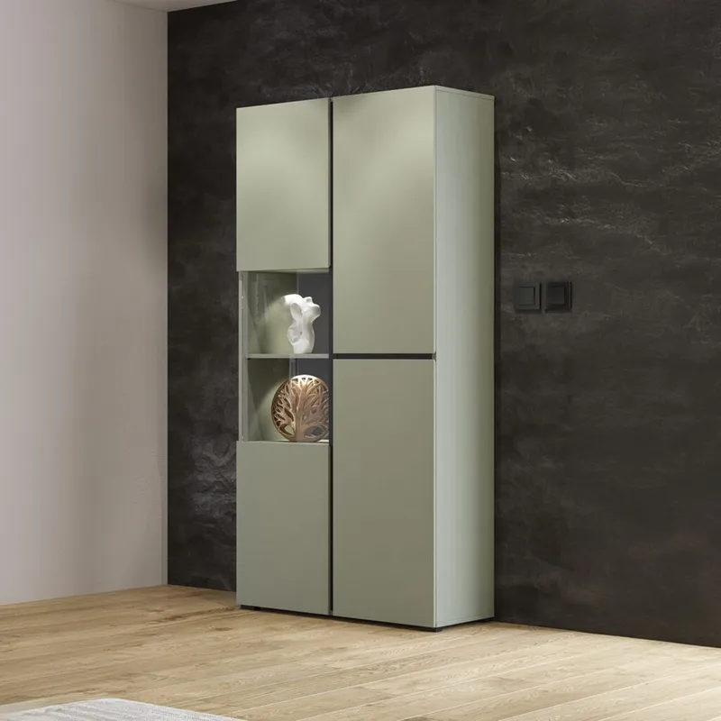 Vitrinskåp Kors 3 dörrar - Grön - Svart - Förvaring - Skåp - Vitrinskåp