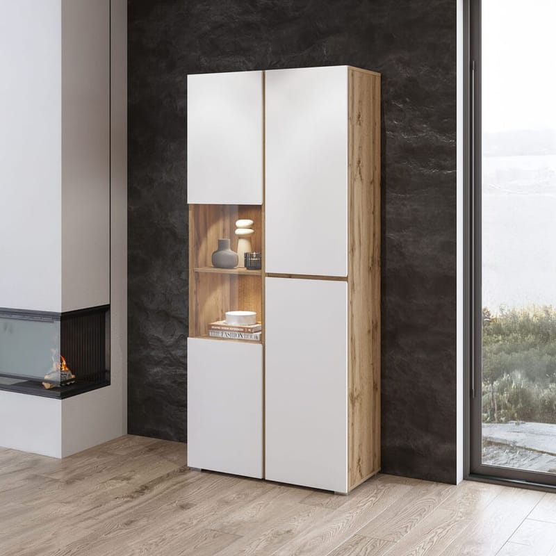 Vitrinskåp Kors 3 dörrar - Vit - Wotan Ek - Förvaring - Skåp - Vitrinskåp
