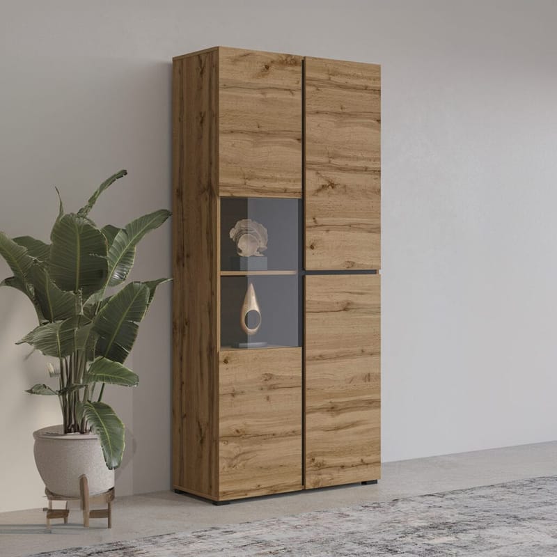 Vitrinskåp Kors 3 dörrar - Wotan Ek - Svart - Förvaring - Skåp - Vitrinskåp