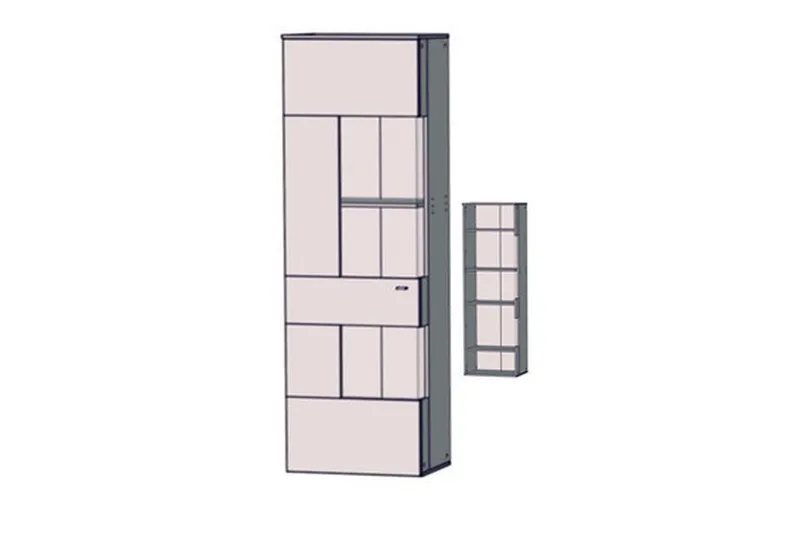 Lianne Vitrinskåp Belysning 41,5 cm djup 60,5 cm bred 204 cm h ög Ljust Trä, Ek/Grå