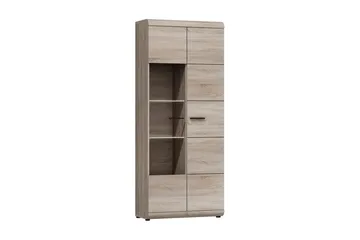 Link Vitrinskåp 80 cm i Trä med Glasdörr - Beige|Grå - Förvaring - Skåp - Vitrinskåp
