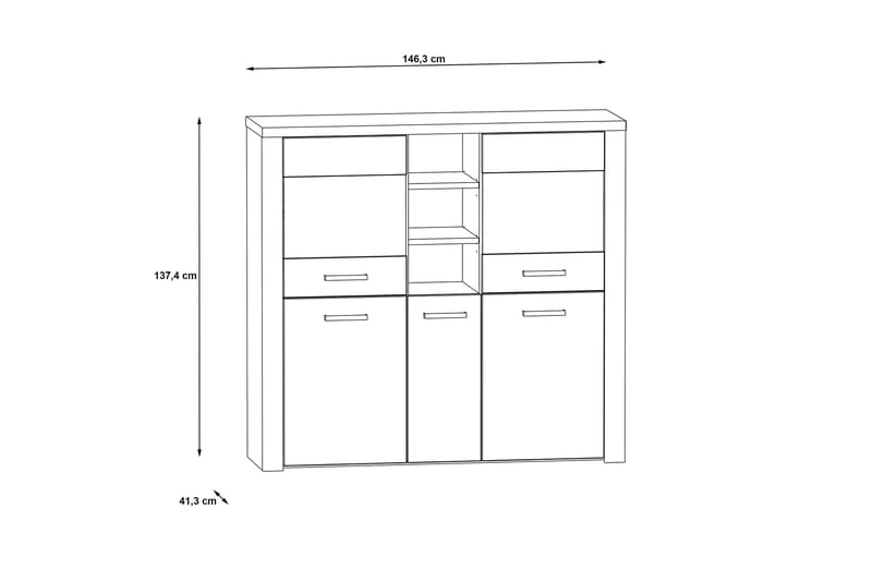 Loannia Vitrinskåp 41x146 cm - Brun - Förvaring - Skåp - Vitrinskåp