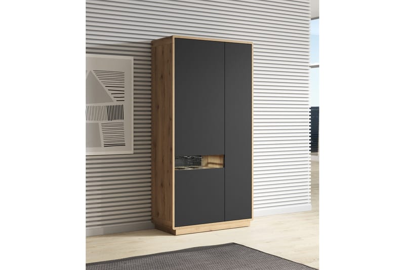 Louetta Vitrinskåp 40 cm djup 92 cm bred 181 cm hög Trä - Brun/Svart - Förvaring - Skåp - Vitrinskåp