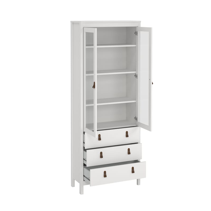 Vitrinskåp Madrid med 2 glasdörrar 3 lådor 78x199 cm - Förvaring - Skåp - Vitrinskåp