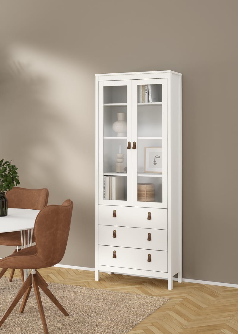 Vitrinskåp Madrid med 2 glasdörrar 3 lådor 78x199 cm - Förvaring - Skåp - Vitrinskåp