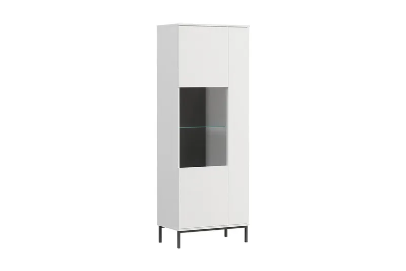 Querty Vitrinskåp 41 cm djup 70 cm bred 190 cm hög Ljust Trä - Vit/Svart - Förvaring - Skåp - Vitrinskåp