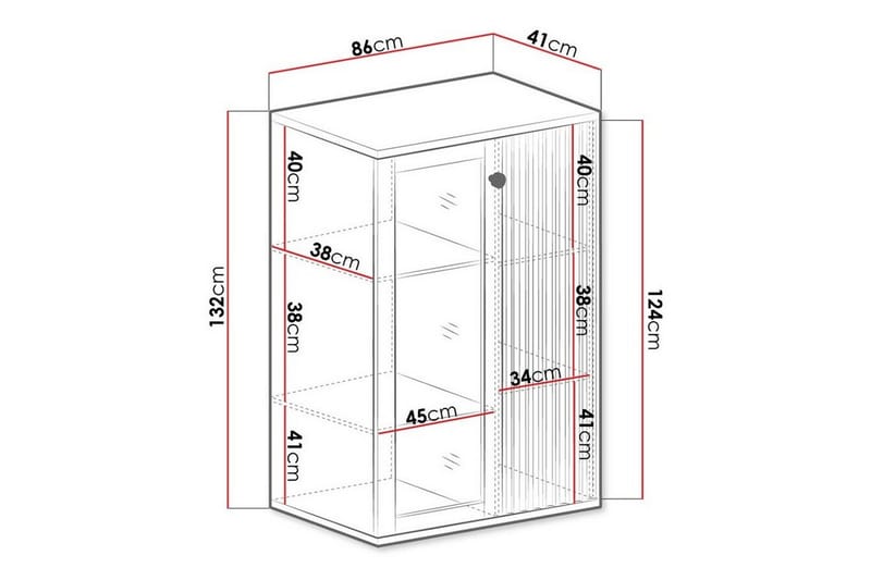Rosehall Vitrinskåp 132 cm i Trä med Glasdörr och Belysning - Svart - Förvaring - Skåp - Vitrinskåp