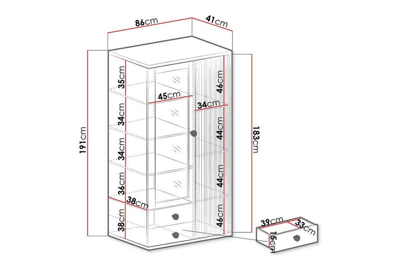 Rosehall Vitrinskåp 191 cm - Förvaring - Skåp - Vitrinskåp