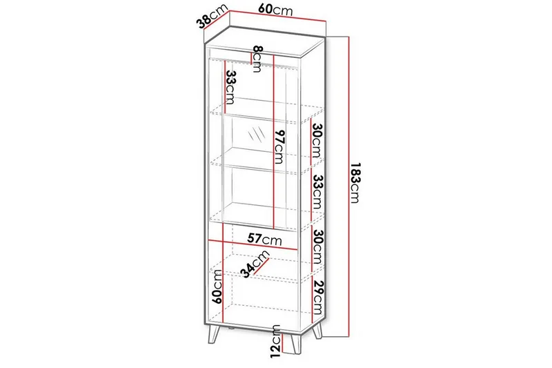 Strontian Vitrinskåp 183 cm Scandinavian Choice Anthracite - Förvaring - Skåp - Vitrinskåp