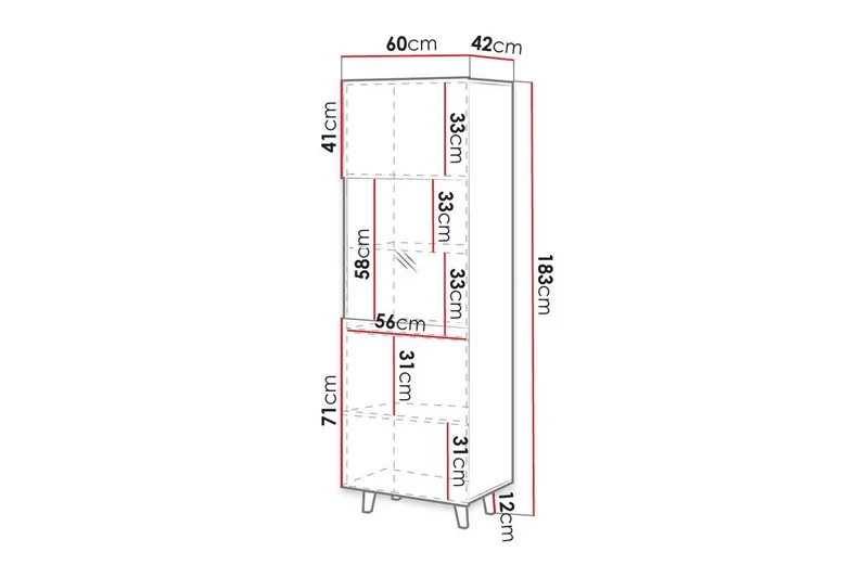 Strontian Vitrinskåp 183 cm Scandinavian Choice Anthracite/Black - Förvaring - Skåp - Vitrinskåp