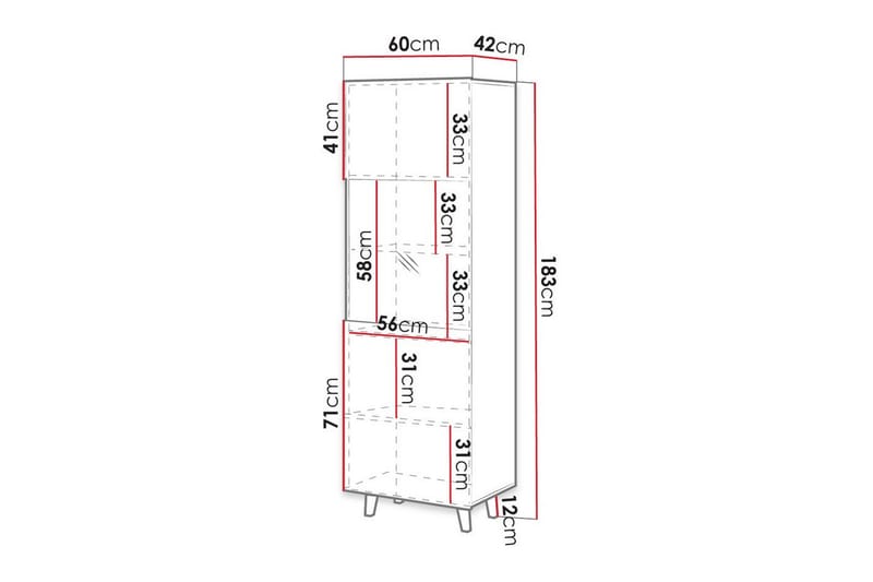 Strontian Vitrinskåp 183 cm Scandinavian Choice Anthracite/Black - Förvaring - Skåp - Vitrinskåp