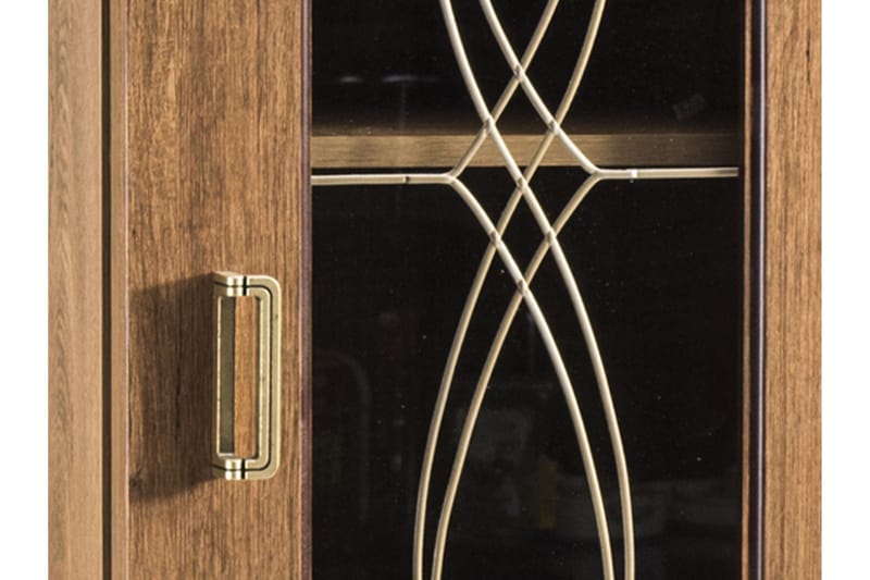 Tadeusz Smalt Vitrinskåp 44 cm djup 46 cm bred 191 cm hög Trä - Brun - Förvaring - Skåp - Vitrinskåp