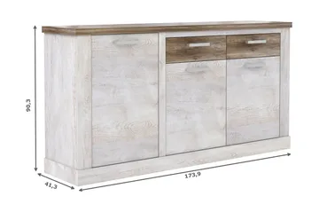 Talebi Låg Skänk 41 cm djup 172 cm bred 90 cm hög Trä - Brun/Vit - Förvaring - Förvaringsmöbler - Sideboard & skänk