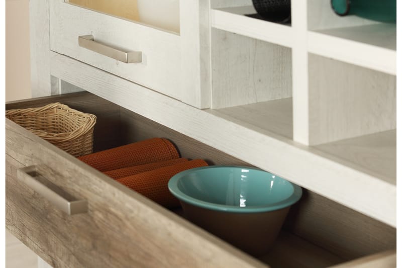 Talebi Vitrinskåp 41 cm djup 108 cm bred 212 cm hög Ljust Trä - Brun/Vit - Förvaring - Skåp - Vitrinskåp