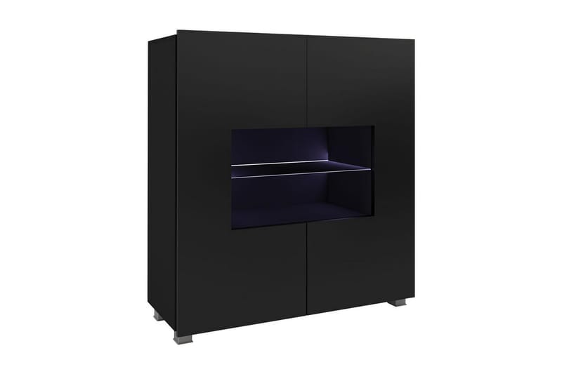 Tessan Vitrinskåp 100x35x107 cm - Svart/Vit Led-Belysning - Förvaring - Skåp - Vitrinskåp
