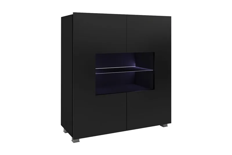Tessan Vitrinskåp 100x35x107 cm, Svart/Vit Led-Belysning