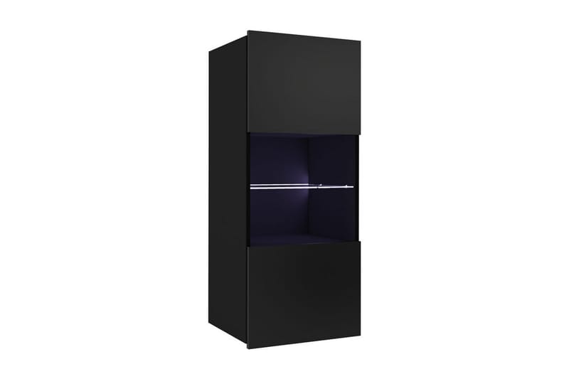 Tessan Vitrinskåp 45x32x117 cm, Svart/Vit Led-Belysning