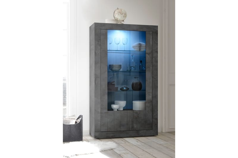 Urbino Vitrinskåp 110 cm - Mörkgrå Betong - Förvaring - Skåp - Vitrinskåp