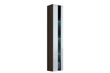 Vasil Smalt Vitrinskåp 30 cm djup 40 cm bred 180 cm hög Mörkt Ljust Trä Glas