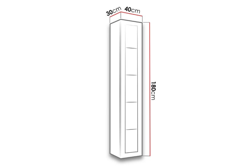 Veria Smalt Vitrinskåp Blå LED Belysning 30 cm djup 40 cm bred 180 cm hög Mörkt Trä Glas - Natur/Svart - Förvaring - Skåp - Vitrinskåp