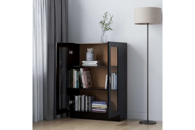 Vitrinskåp svart 82,5x30,5x115 cm spånskiva - Svart - Förvaring - Skåp - Vitrinskåp