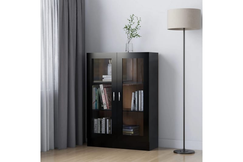 Vitrinskåp svart 82,5x30,5x115 cm spånskiva - Svart - Förvaring - Skåp - Vitrinskåp