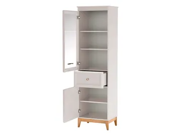 Zeylor Vitrinskåp 55 cm i Trä och Glas med Förvaring - Offwhite - Förvaring - Skåp - Vitrinskåp