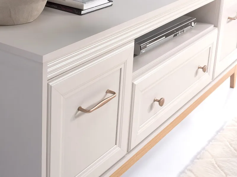 Zeylor Vitrinskåp 55 cm i Trä och Glas med Förvaring - Offwhite - Förvaring - Skåp - Vitrinskåp