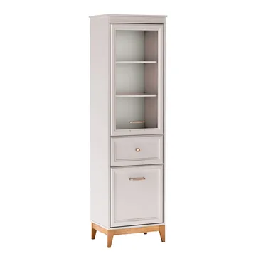 Zeylor Vitrinskåp 55 cm i Trä och Glas med Förvaring - Offwhite - Förvaring - Skåp - Vitrinskåp