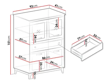 Zeylor Vitrinskåp 92 cm i Trä och Glas med Förvaring - Offwhite - Förvaring - Skåp - Vitrinskåp