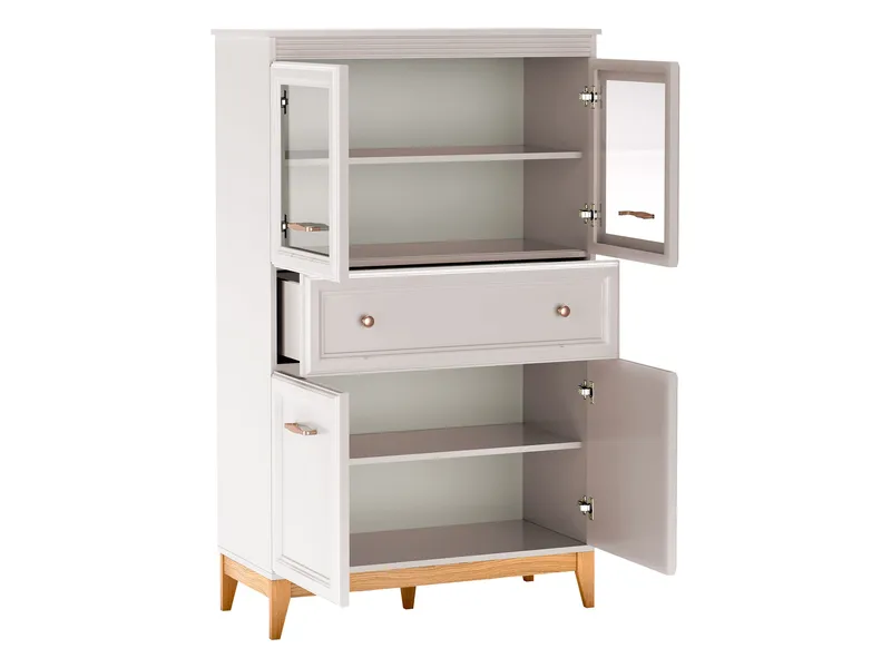 Zeylor Vitrinskåp 92 cm i Trä och Glas med Förvaring - Offwhite - Förvaring - Skåp - Vitrinskåp
