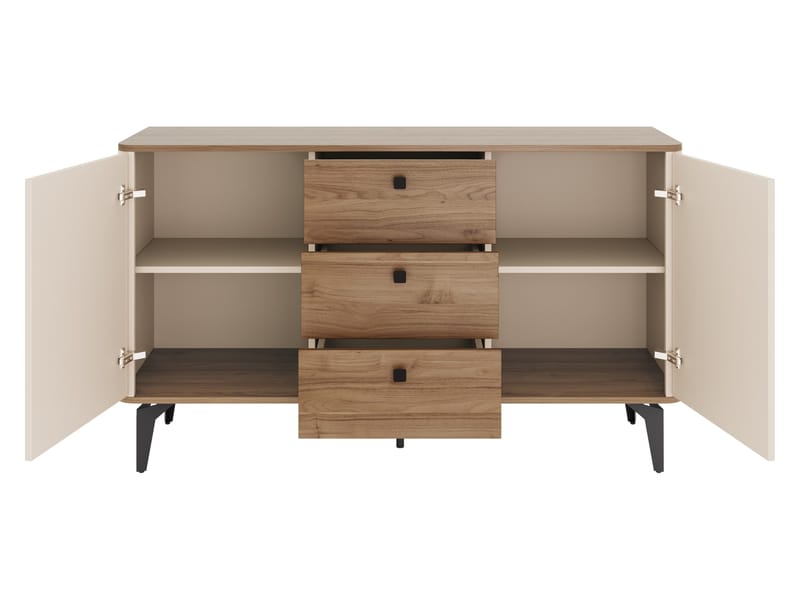 Zeyrin Möbelset vardagsrum - Skänk + Vitrinskåp - Brun|beige|svart - Förvaring - Skåp - Vitrinskåp
