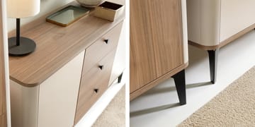 Zeyrin Möbelset vardagsrum - Skänk + Vitrinskåp - Brun|beige|svart - Förvaring - Skåp - Vitrinskåp