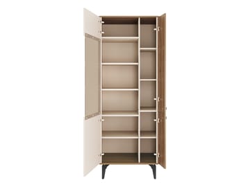 Zeyrin Vitrinskåp 74x190 cm - Brun|beige|svart - Förvaring - Skåp - Vitrinskåp