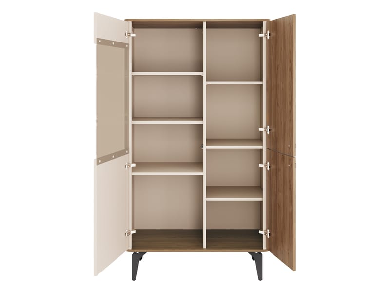 Zeyrin Vitrinskåp 89x156 cm - Brun|beige|svart - Förvaring - Skåp - Vitrinskåp