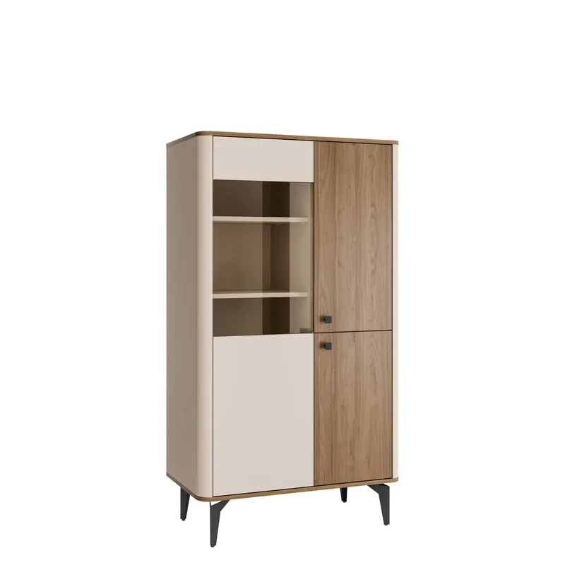 Zeyrin Vitrinskåp 89x156 cm, Brun|beige|svart
