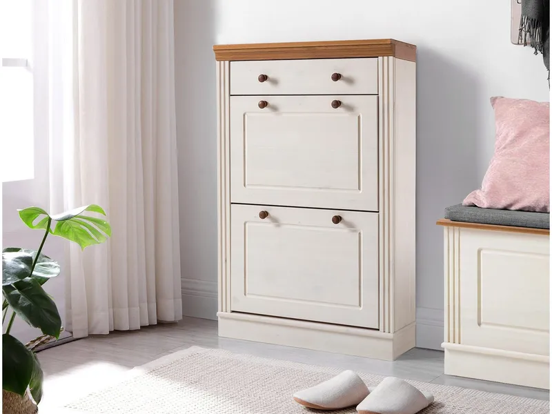 Anita Skoställ 80x105 cm - Vit/Honung - Förvaring - Skoförvaring - Skoskåp