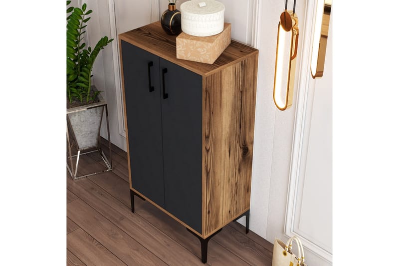 Babice Skoskåp 35x60 cm - Antracit/Valnöt - Förvaring - Skoförvaring - Skoskåp