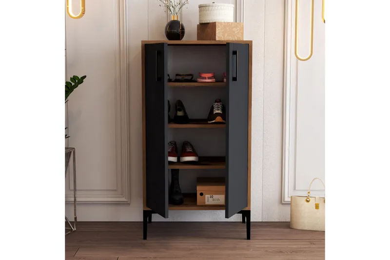 Babice Skoskåp 35x60 cm - Antracit/Valnöt - Förvaring - Skoförvaring - Skoskåp