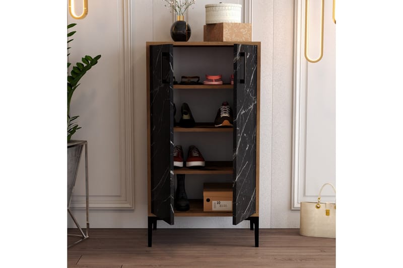 Babice Skoskåp 35x60 cm - Svart/Valnöt - Förvaring - Skoförvaring - Skoskåp