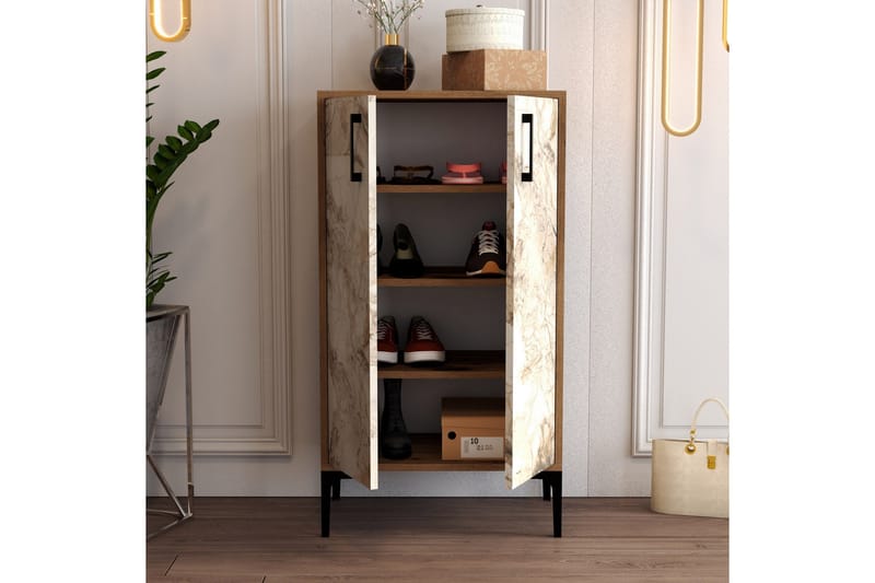 Babice Skoskåp 35x60 cm - Valnöt/Beige - Förvaring - Skoförvaring - Skoskåp