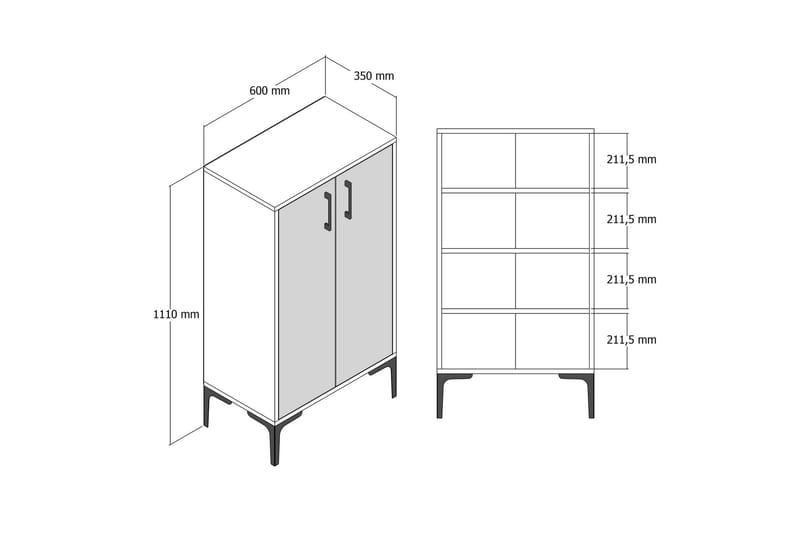 Babice Skoskåp 35x60 cm - Valnöt/Vit - Skoskåp - Hallförvaring - Skoförvaring