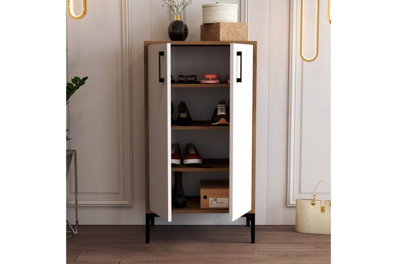 Babice Skoskåp 35x60 cm - Valnöt/Vit - Förvaring - Skoförvaring - Skoskåp