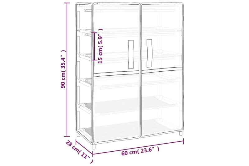 beBasic Skoförvaring 60x28x90 cm svart tyg - Black - Skoskåp - Hallförvaring - Skoförvaring