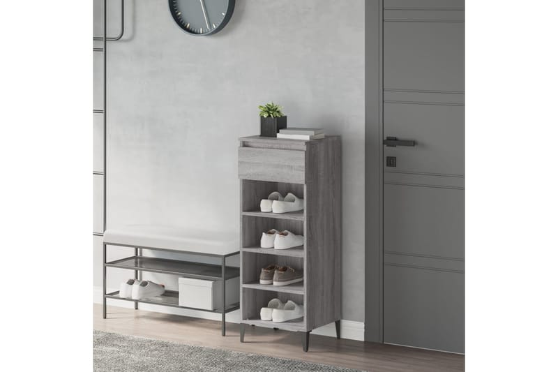 beBasic Skohylla grå sonoma 40x36x105 cm konstruerat trä - Grey - Förvaring - Skoförvaring