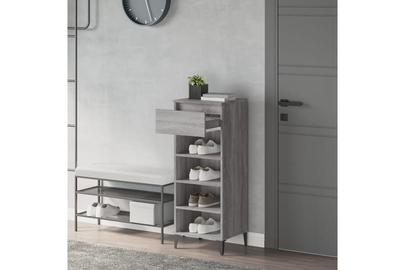 beBasic Skohylla grå sonoma 40x36x105 cm konstruerat trä - Grey - Förvaring - Skoförvaring