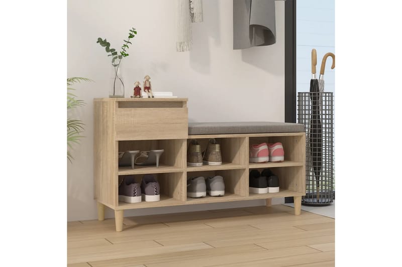 beBasic Skohylla sonoma-ek 102x36x60 cm konstruerat trä - Brown - Förvaring - Skoförvaring