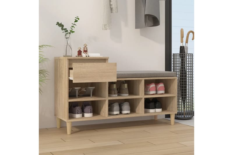 beBasic Skohylla sonoma-ek 102x36x60 cm konstruerat trä - Brown - Förvaring - Skoförvaring